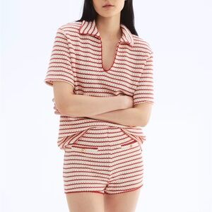 H&M Red and White Striped Women Shorts